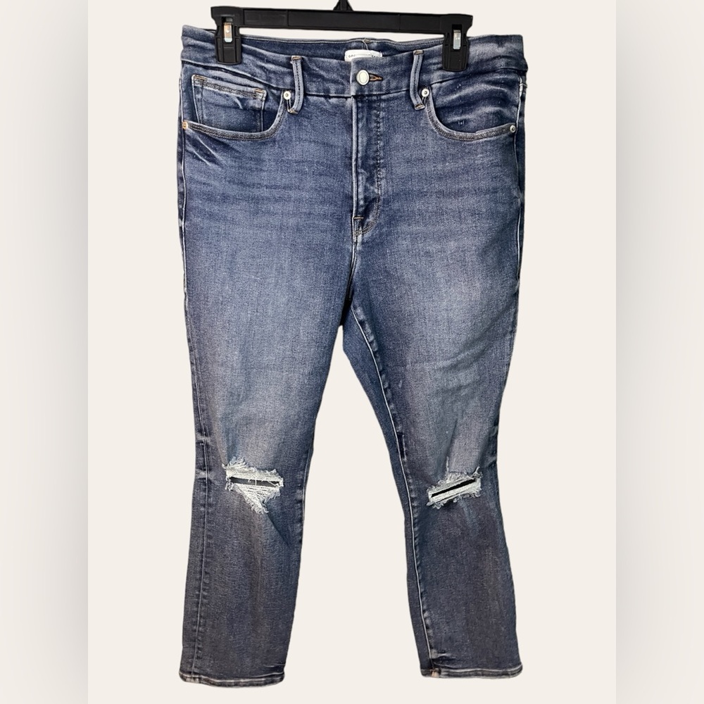 Good American Good Legs High Waisted Stretch Straight Jeans 14